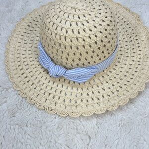 OSFM Sun Hat straw beach pool Ivory  BEAUTIFUL NWOT